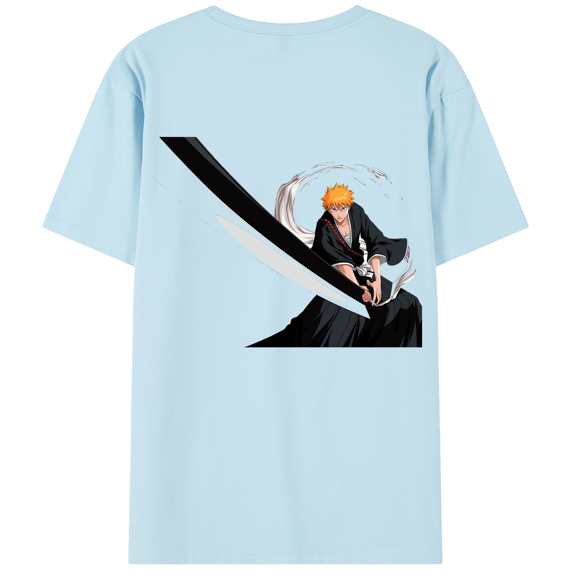 （画像用） ブリーチ 黒崎一護（くろさき いちご）BLEACH Kurosaki Ichigo 綿100％半袖Tシャツ（背面プリント）